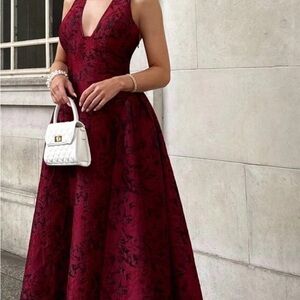 Elegant Burgundy Floral Dress